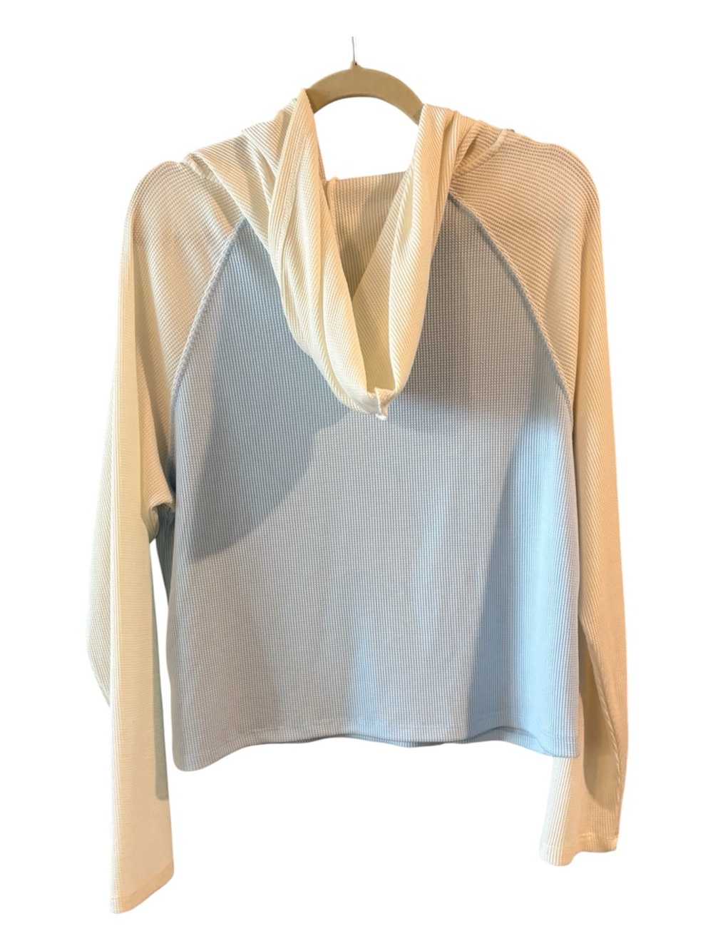 Pink Republic Hamptons Surf Club Waffle Knit Hoodie Prep Coastal Top Size L - Picture 3 of 10